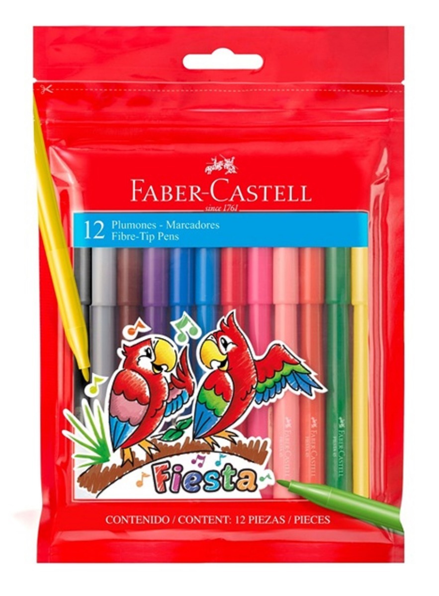 Blíster Kit Faber Castell 12 lápiz colores + 12 marcadores va y viene + 2  Grafito + Borrador + Sacapuntas